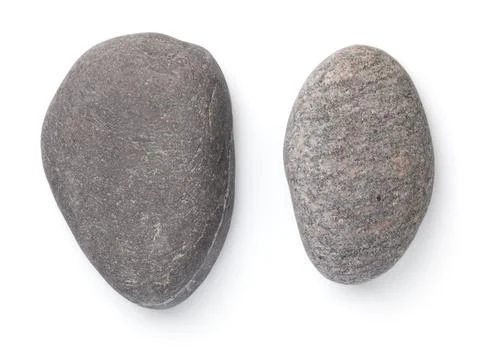 Two Dark Grey Stones Isolated Over White Stock Photos