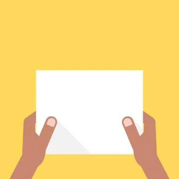 Two dark-skinned hands holding white sheet Stock Illustration