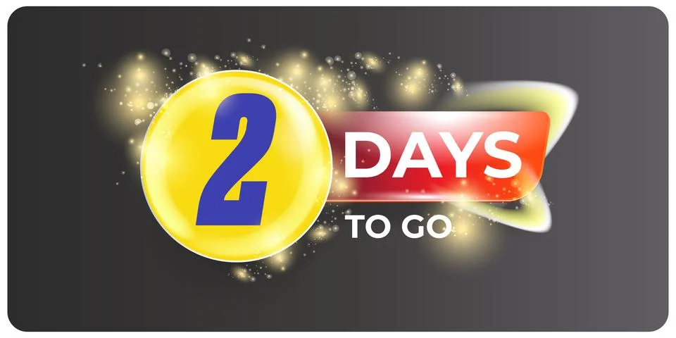 Two days to go countdown grey horizontal banner design template. 2 days to go Stock Illustration