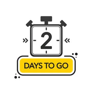 Two Days to go. Flat style on white background. Countdown timer. Vector illus Stock Illustration