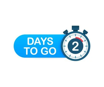 Two days to go. Time icon. Vector illustration on white background. Illustrazione stock