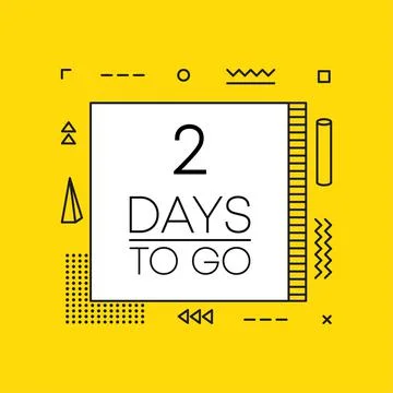 Two days to go timer banner in geometry style on yellow background. Countdown Stock Illustration