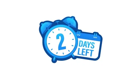 Two days left countdown with alarm clock and calendar Stock Footage 319026592