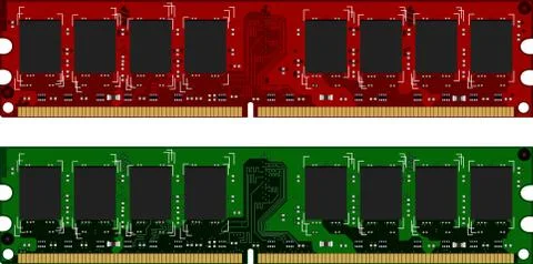 Two ddrii modules red and green Illustrazione stock