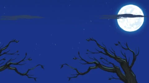 Two dead trees and moon Stock Footage 251162301