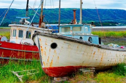 Two decaying Abandoned Boats Stock Photos