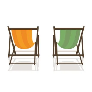 Two deck chairs on white background Stock Illustration