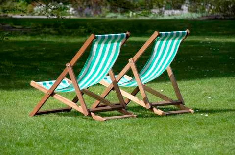 Two deckchairs Stock Photos