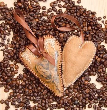 Two decorated hearts Stock Photos