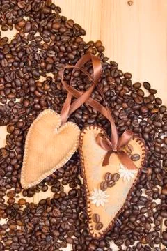 Two decorated hearts Stock Photos