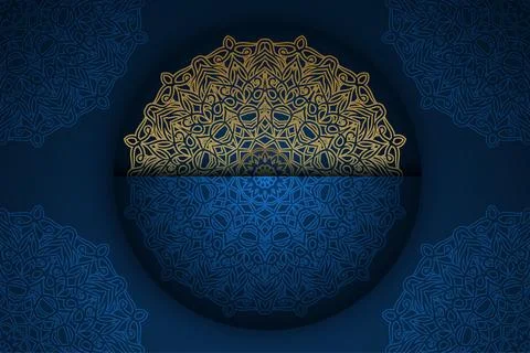 Two decorative circular patterns in rich gold and blue tones, presenting Illustrazione stock