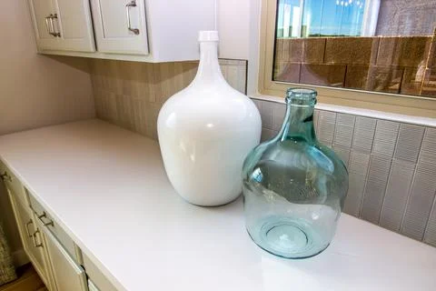 Two Decorative Containers On Kitchen Counter Top Stock Photos