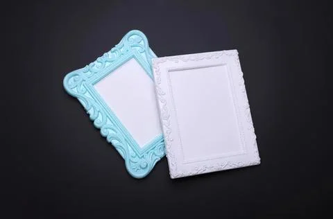 Two decorative photo frames on black background Stock Photos