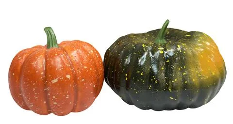 Two Decorative Pumpkins Isolated On White Background For Autumn Design Stock Photos