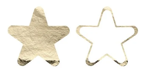 Two decorative star elements featuring textured gold foil fill and metallic.. Foto stock