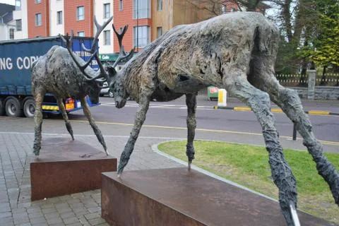Two Deer fighting in Killarney Square, Co.Kerry 写真素材