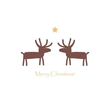Two Deer or Moose and Star. Merry Christmas card, can de also used as Logo in Stock Illustration