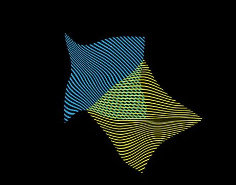 Two deformed squares of broken lines intersect each other. Geometric shape fo Stock Illustration