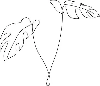 Two delicate leaves connected by a thin stem, drawn with fine lines. Vector Stock Illustration