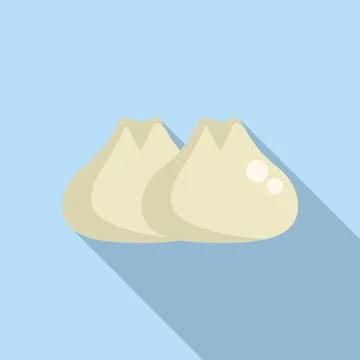 Two delicious baozi are casting a long shadow on a blue background Ilustração Stock
