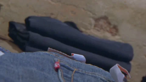 Two Denim Jeans Stock Footage 136879214