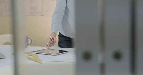 Two design engineers have a working meeting about project Stock Footage 81666842