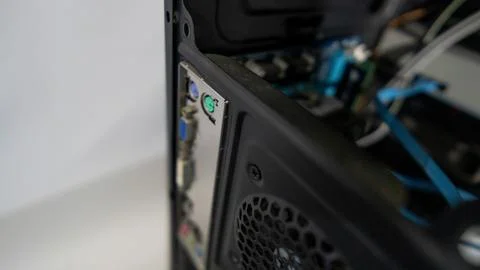 Two desktop computers open for maintenance - Foto stock