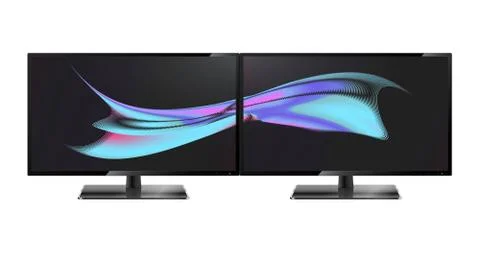 Two desktop monitors full hd aspect ratio 16 9. Multiple Screen. Multiple Illustrazione stock