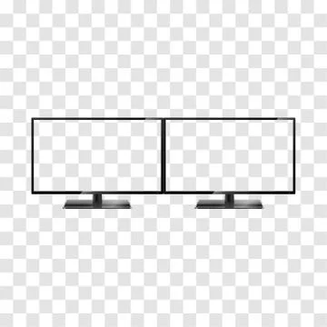 Two desktop monitors isolated on transparent background. Two widescreen monit Illustrazione stock