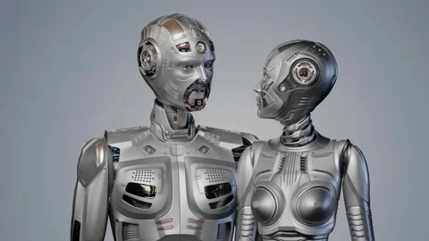 TWO-detailed-robots-2-BRIGHT Stock Footage 255509768