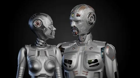 TWO-detailed-robots-2 Stock Footage 254316633