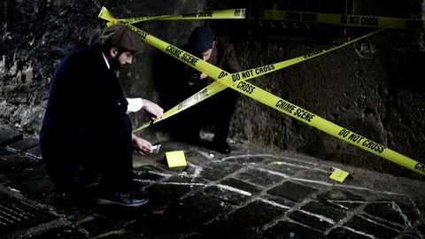 Two detectives at the scene of the crime. Stock Footage 130104976