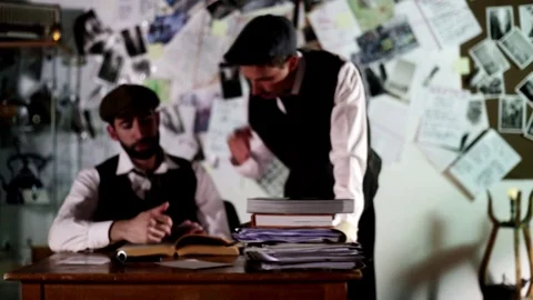 Two detectives at work Stock Footage 120364496