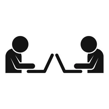 Two developers working using laptop computer programming coding icon Stock Illustration