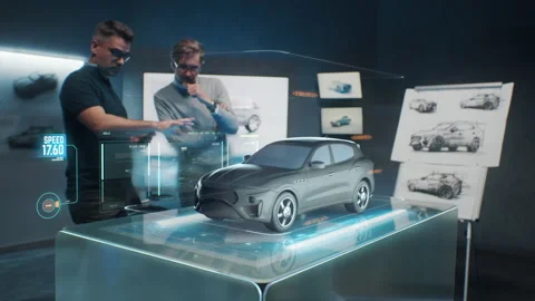 Two development engineers doing an aerodynamics test Stock Footage 219575686