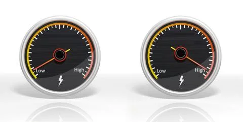 Two dial meters with Low and High indicators isolated Stock Illustration