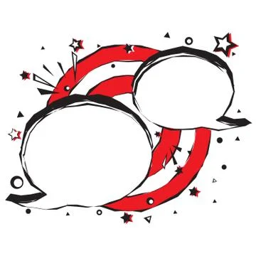 Two dialog clouds against background of target. Drawing with rough strokes Stock-Illustration