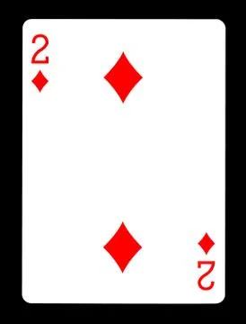 Two of Diamonds playing card, isolated on black background. Stock Photos