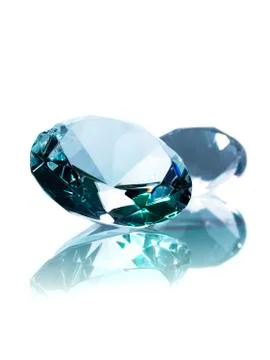 Two diamonds on white background Stock Photos