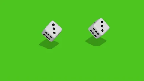 Two dice fall on a green screen background. Casino and gambling concept. Stock Footage 230093014