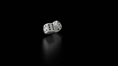 Two dice falling on black surface in flash photography Stock Photos
