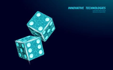 Two dice low poly art. Geometric design features dots and connecting lines Stock Illustration
