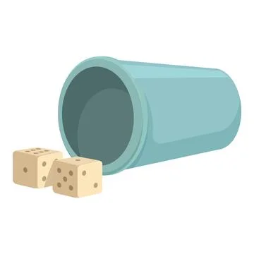 Two dice rolling out of a plastic cup on white background Stock Illustration