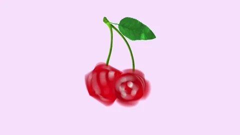 Two dice shaped like cherry on light pink background. Stop motion, animation Stock Footage 275916061