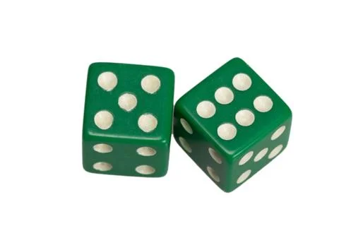 Two dice showing five and six Stock Photos