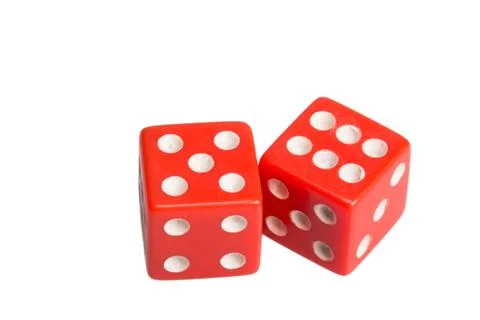 Two dice showing five and six Stock Photos