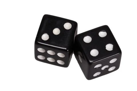 Two dice showing three and four Stock Photos