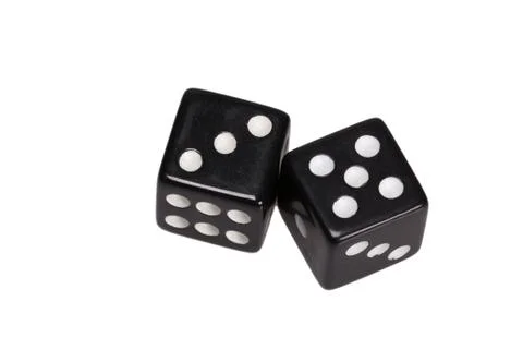 Two dice showing three and five Stock Photos