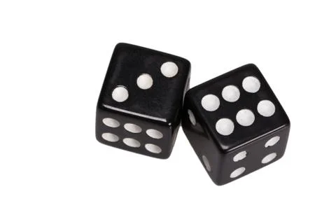 Two dice showing three and six Stock Photos