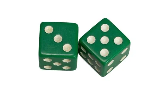 Two dice showing three and five Stock Photos